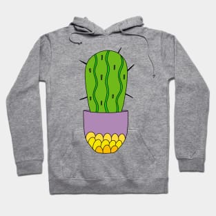 Cute Cactus Design #115: Big Spiky Cactus In A Scalloped Pot Hoodie